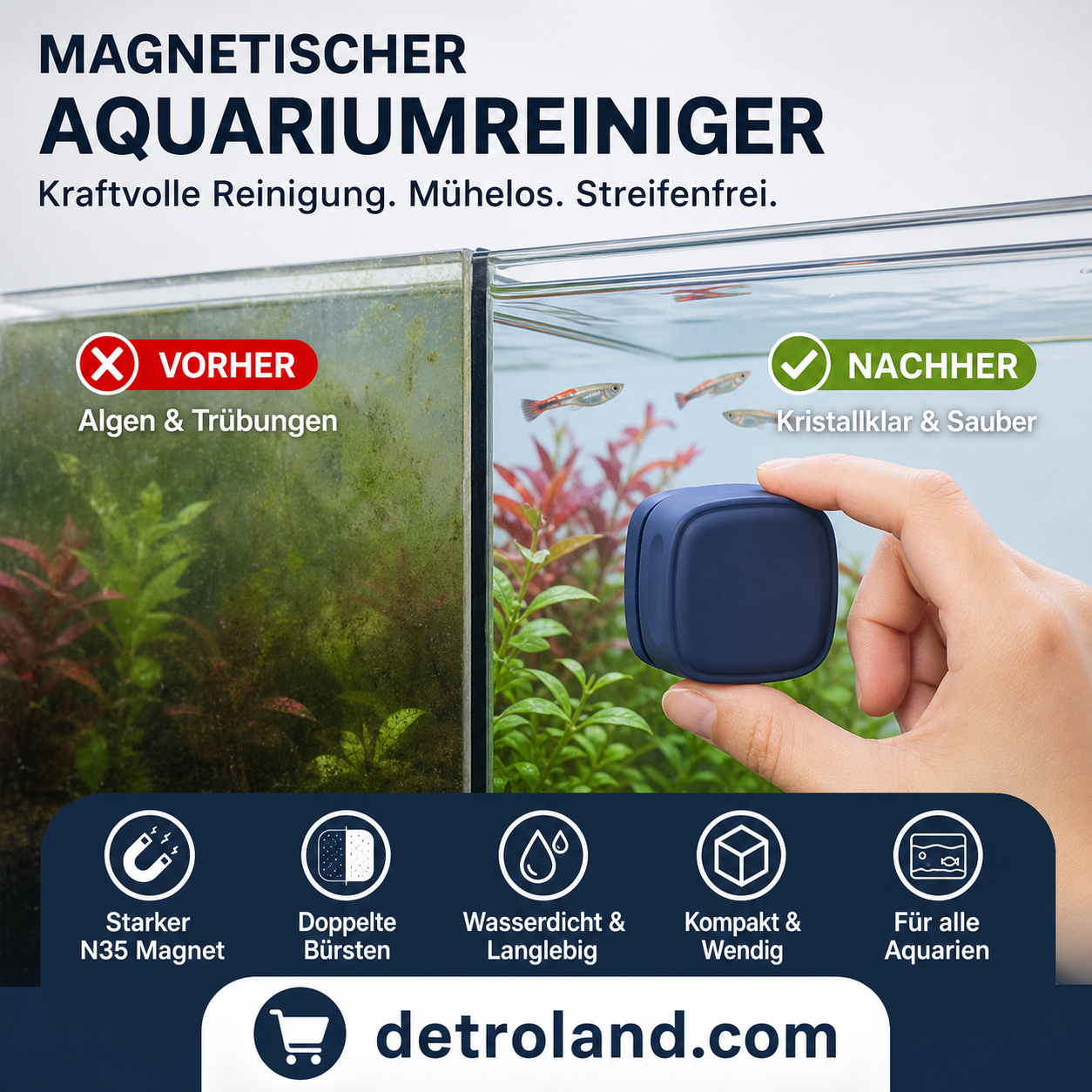 🔥Multi-purpose fish tank strong magnetic cleaning brush! Can be used for windows, fish tank glass!