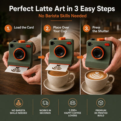 ☕📸 One-Touch-Latte-Art-Kamera – 3D-Kaffee-Schablonen-Drucker-Set für individuelle Getränkedesigns ✨