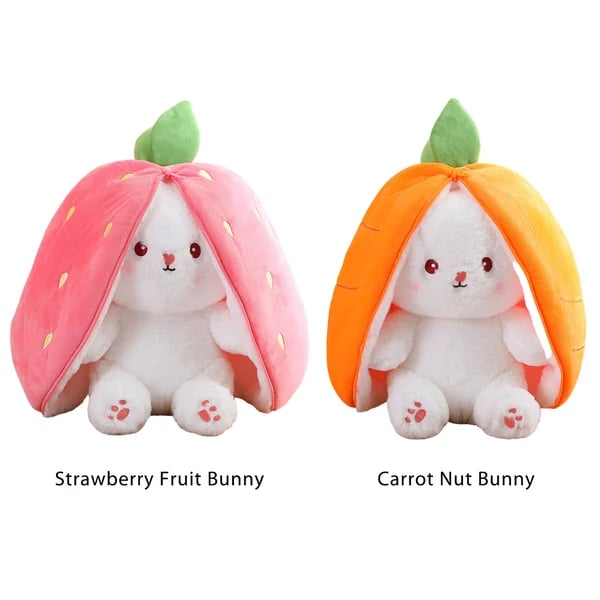 🍓 Erdbeerhäschen verwandelt sich in Häschen 🎀 Fruchtpuppe Plüschtier 🐰