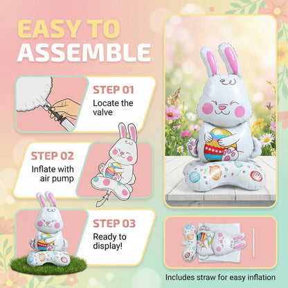 💎 OSTER-FRÜHBUCHER-SALE! 💎 Riesen 3D-Steh-Hase-Ballon – Selbststehend, Wiederverwendbar & Farbenfroh für Festliche Osterstimmung 🐰🎈