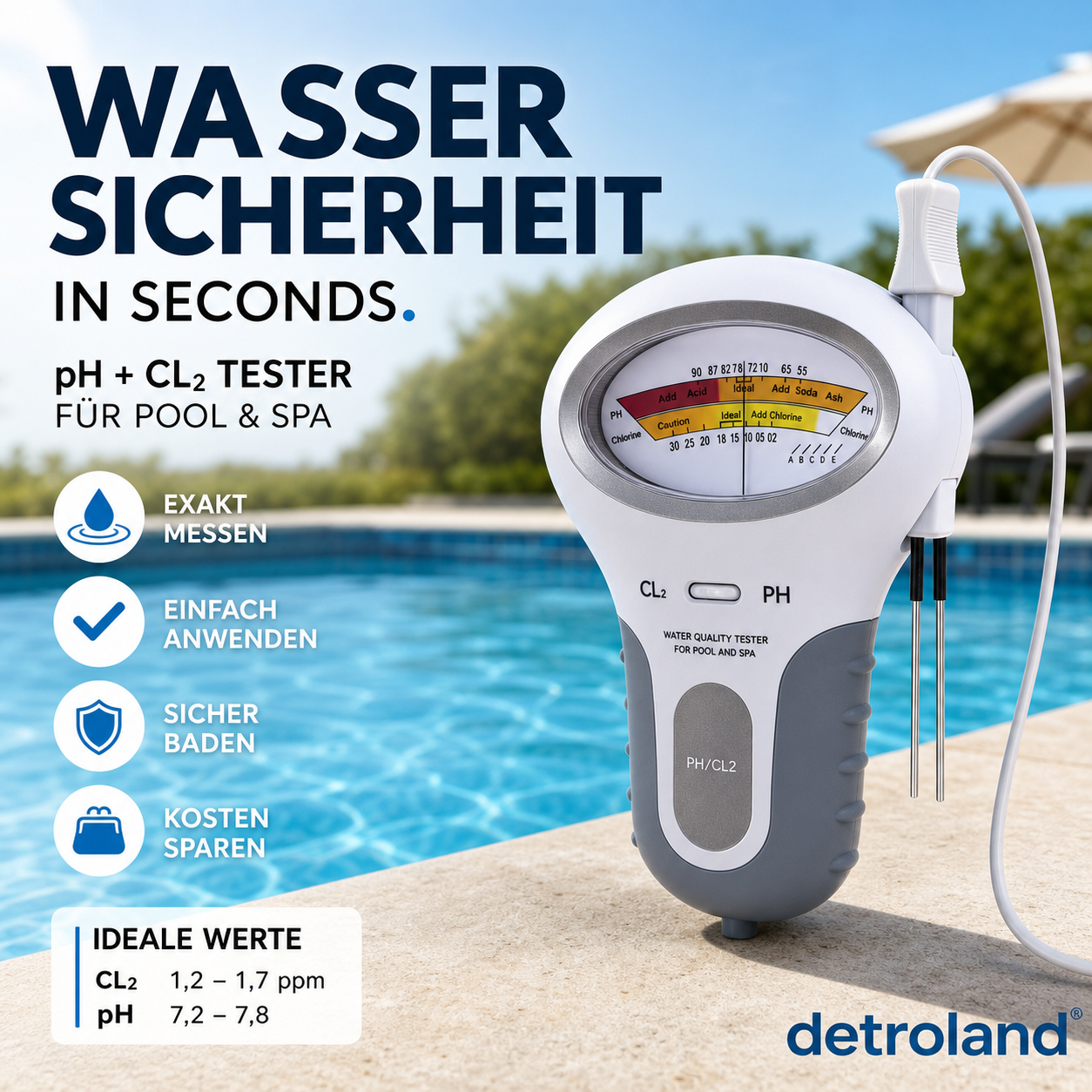 🔬🏊 50% RABATT! pH- & Chlormessgerät für Schwimmbäder – Präzise Messung von pH-Wert & Chlorgehalt – Einfach, schnell & zuverlässig 💧✨