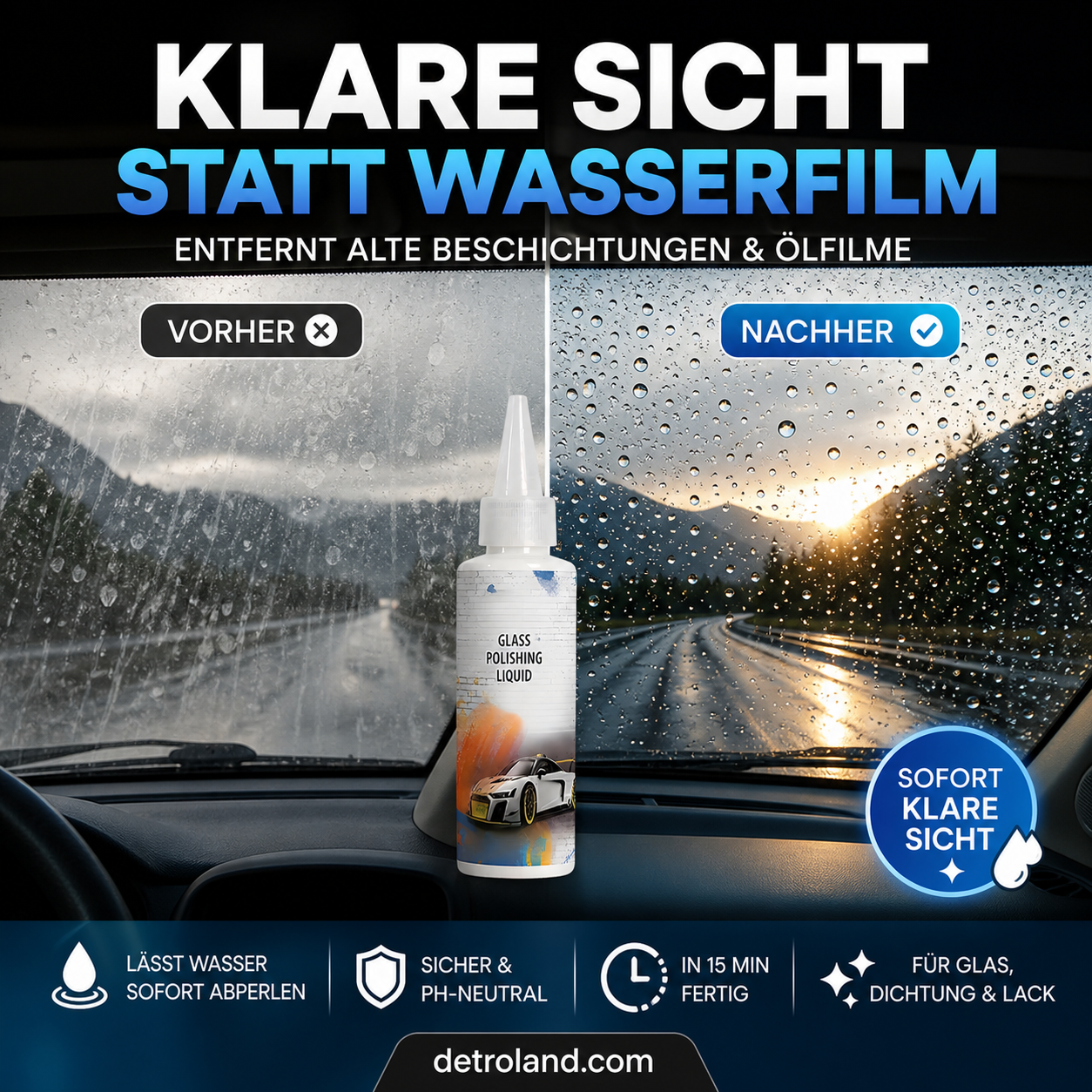Set mit Polierflüssigkeiten für Autoglas🚗💎