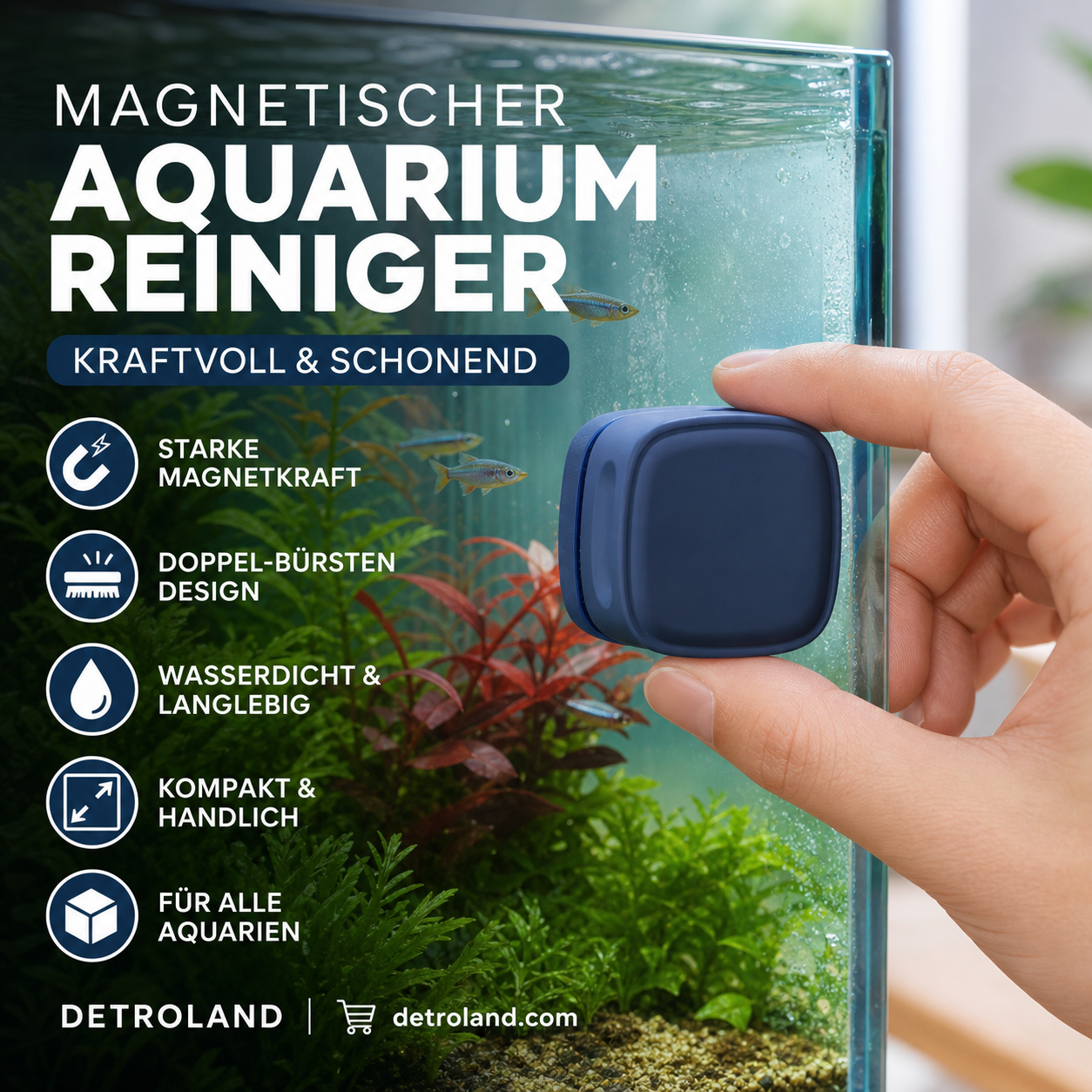 🔥Multi-purpose fish tank strong magnetic cleaning brush! Can be used for windows, fish tank glass!