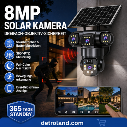 🥳HEISSER SALE 2026🥳💞50.000+ VERKAUFT!👵❤️  Solarbetriebene Mehrwinkel-Überwachungskamera