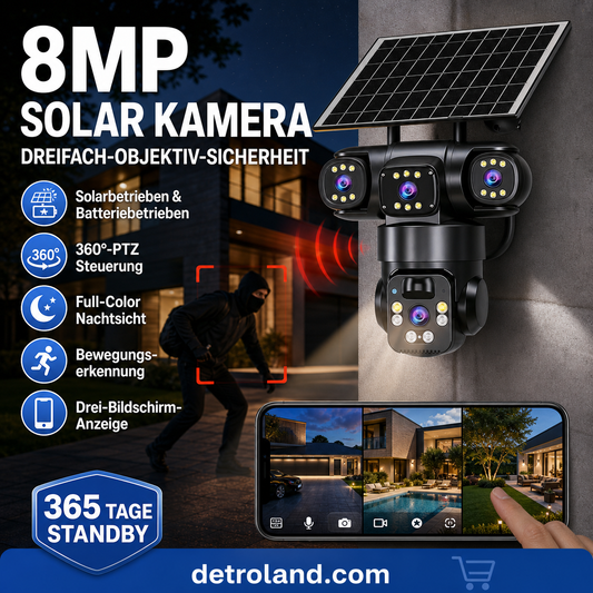 🥳HEISSER SALE 2026🥳💞50.000+ VERKAUFT!👵❤️  Solarbetriebene Mehrwinkel-Überwachungskamera