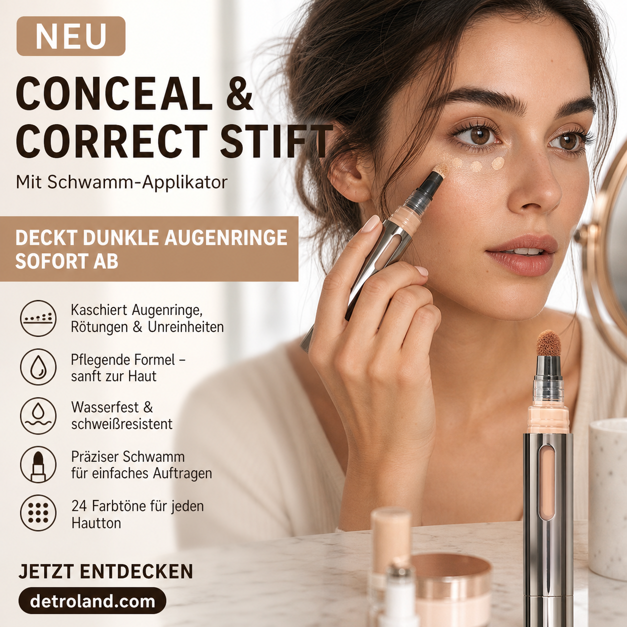⏳Begrenzte Zeit 50% Rabatt💥Concealer und Korrekturstift mit Schwammapplikator