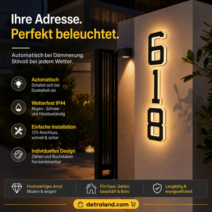 🏠 50% RABATT! ✨ Wasserdichte LED-Hausnummern für den Außenbereich – Energieeffizient, Automatisches Licht & Wetterfest 🔢