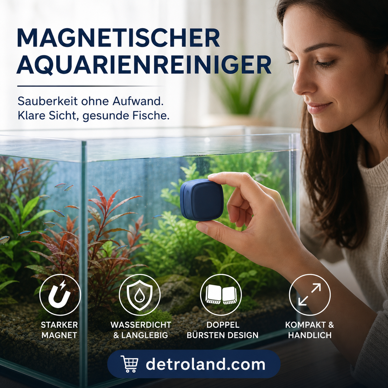 🔥Multi-purpose fish tank strong magnetic cleaning brush! Can be used for windows, fish tank glass!