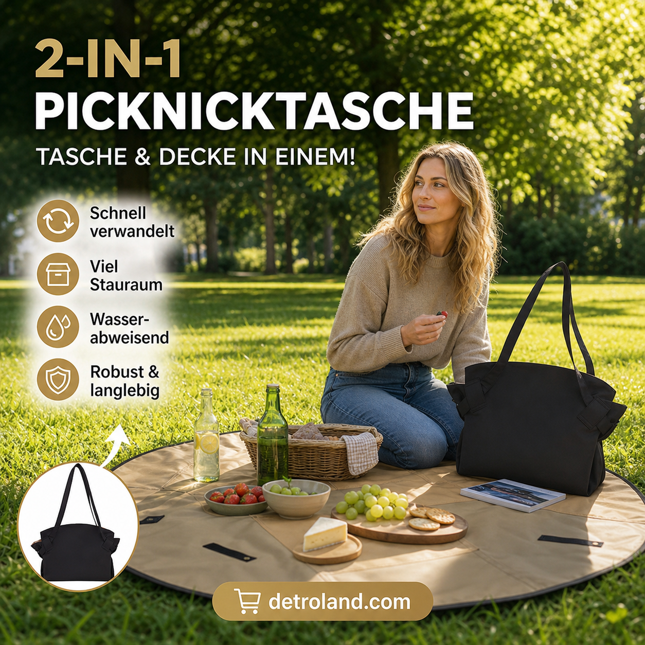🥳HEISSER SALE 2026🥳💞50.000+ VERKAUFT!👵  2-in-1-Picknicktasche, wandelbar in eine Tragetasche