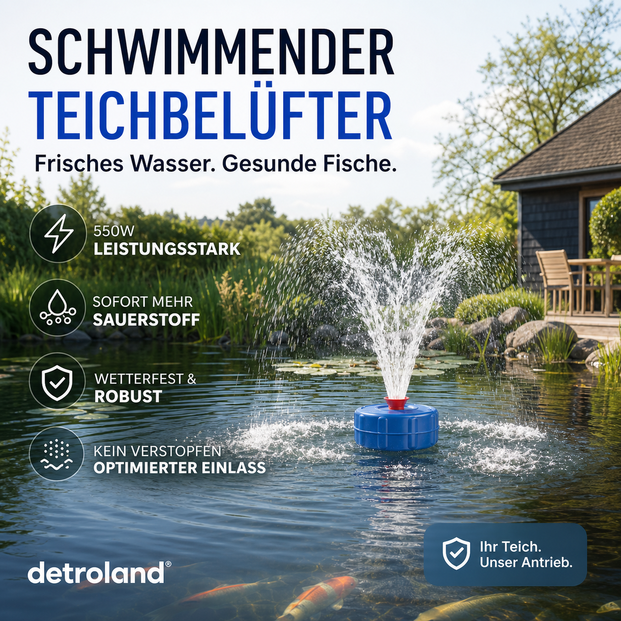 ⚡Hocheffizienter schwimmender Teichbelüfter🐟💨