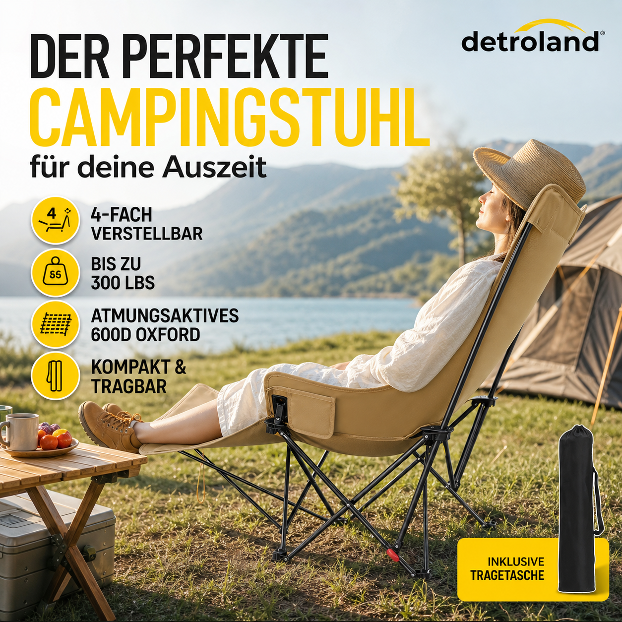🪑 50% RABATT! 🌿 Tragbarer verstellbarer Klappstuhl für Außenbereich – Leicht, stabil & vielseitig – Ideal für Garten, Camping, Strand oder Terrasse – einfacher Transport und Aufbau 🏕️✨