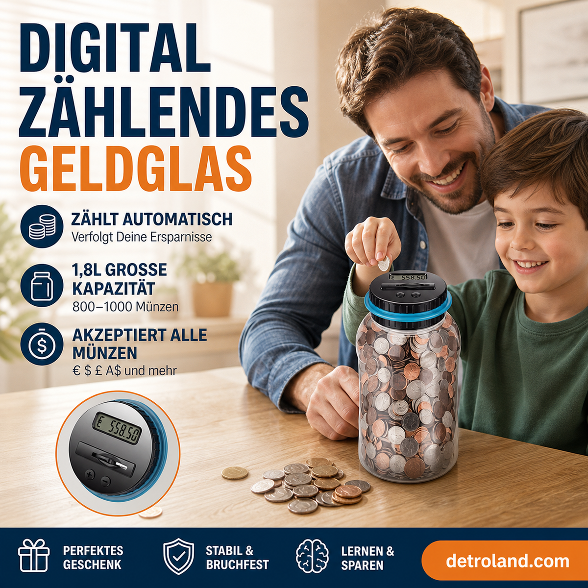 💰✨50 % RABATT! 🏦 Digitale Spardose mit automatischer Münzzählung – Verfolgt Ersparnisse, legt Sparziele fest und macht das Sparen für Kinder und Erwachsene zum Spaß.✨