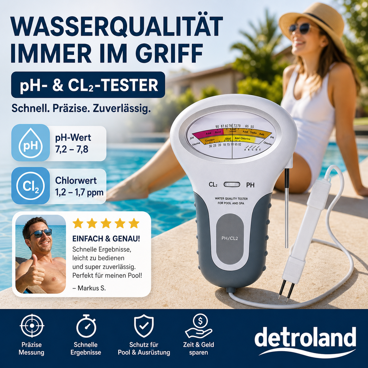 🔬🏊 50% RABATT! pH- & Chlormessgerät für Schwimmbäder – Präzise Messung von pH-Wert & Chlorgehalt – Einfach, schnell & zuverlässig 💧✨