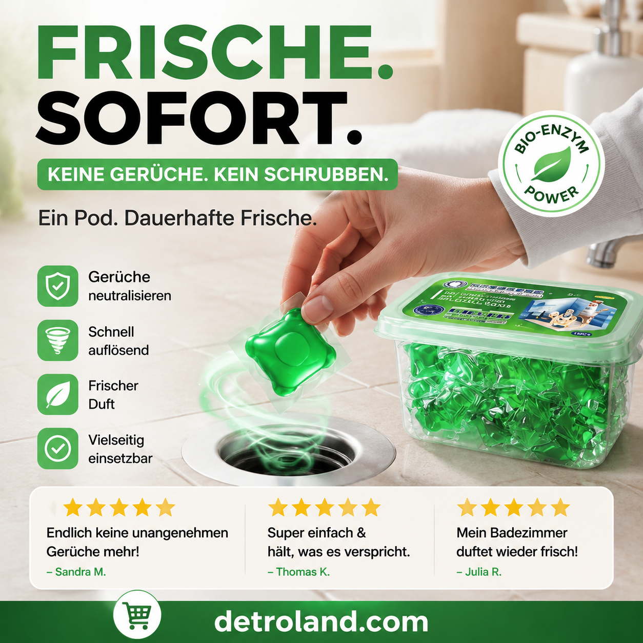 🏠💧 50 % Rabatt! Abfluss‑Deodorant‑Tabs – Bio‑Enzym‑Formel neutralisiert Gerüche direkt an der Quelle. Sofortiger Frischeduft, ohne aggressive Chemikalien. Verabschieden Sie sich von unangenehmen Gerüchen. 🚰✅