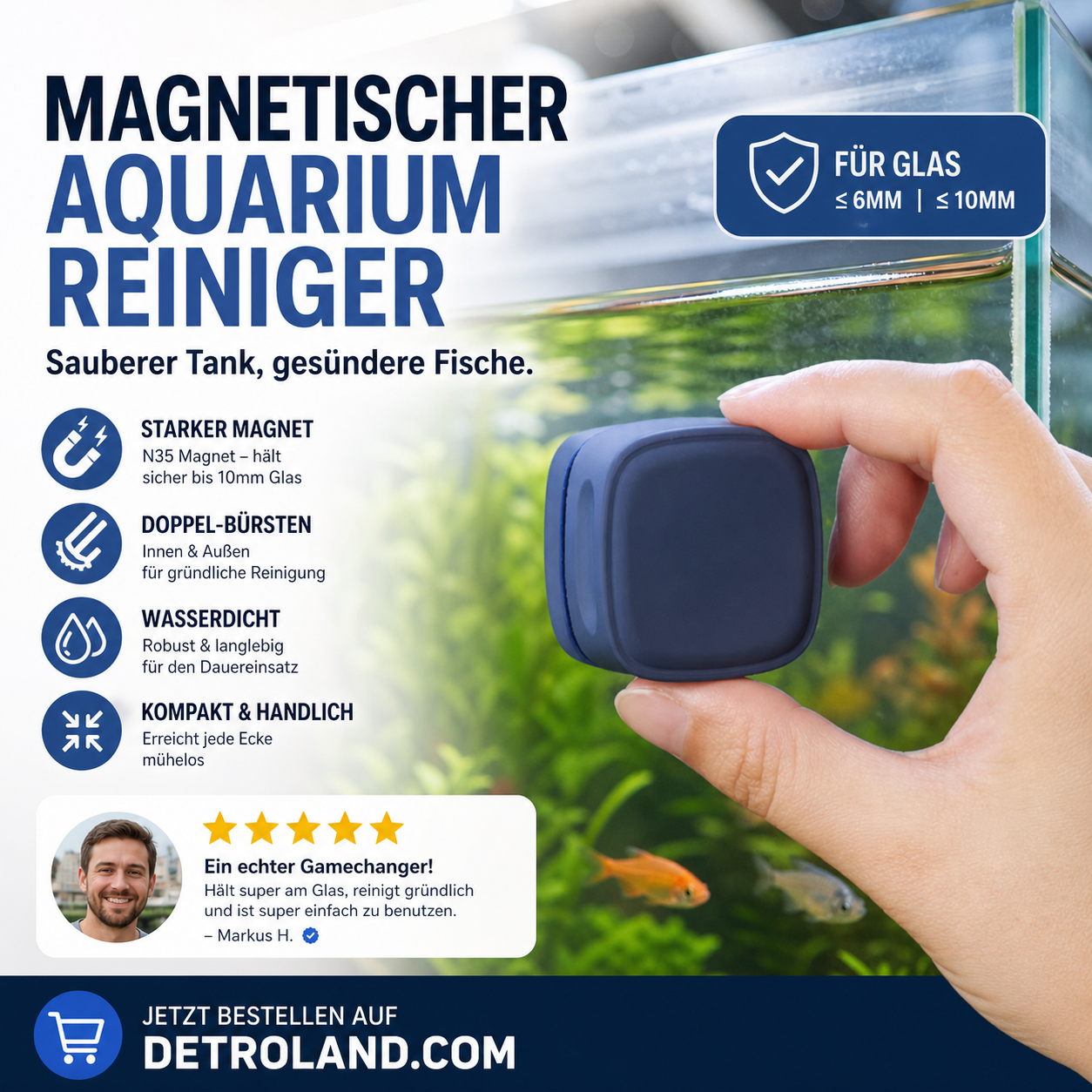 🔥Multi-purpose fish tank strong magnetic cleaning brush! Can be used for windows, fish tank glass!