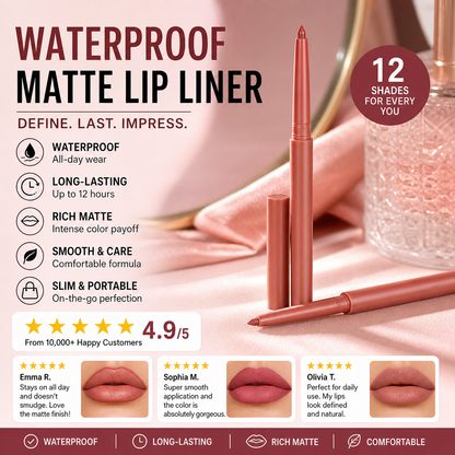 💄 Set Matite Labbra Opache Waterproof Retraibili 💋 12 Tonalità a Lunga Tenuta ✨ Finish Matte Vellutato Anti-Sbavature 💧 | Contorno e Riempimento Labbra Preciso 👄