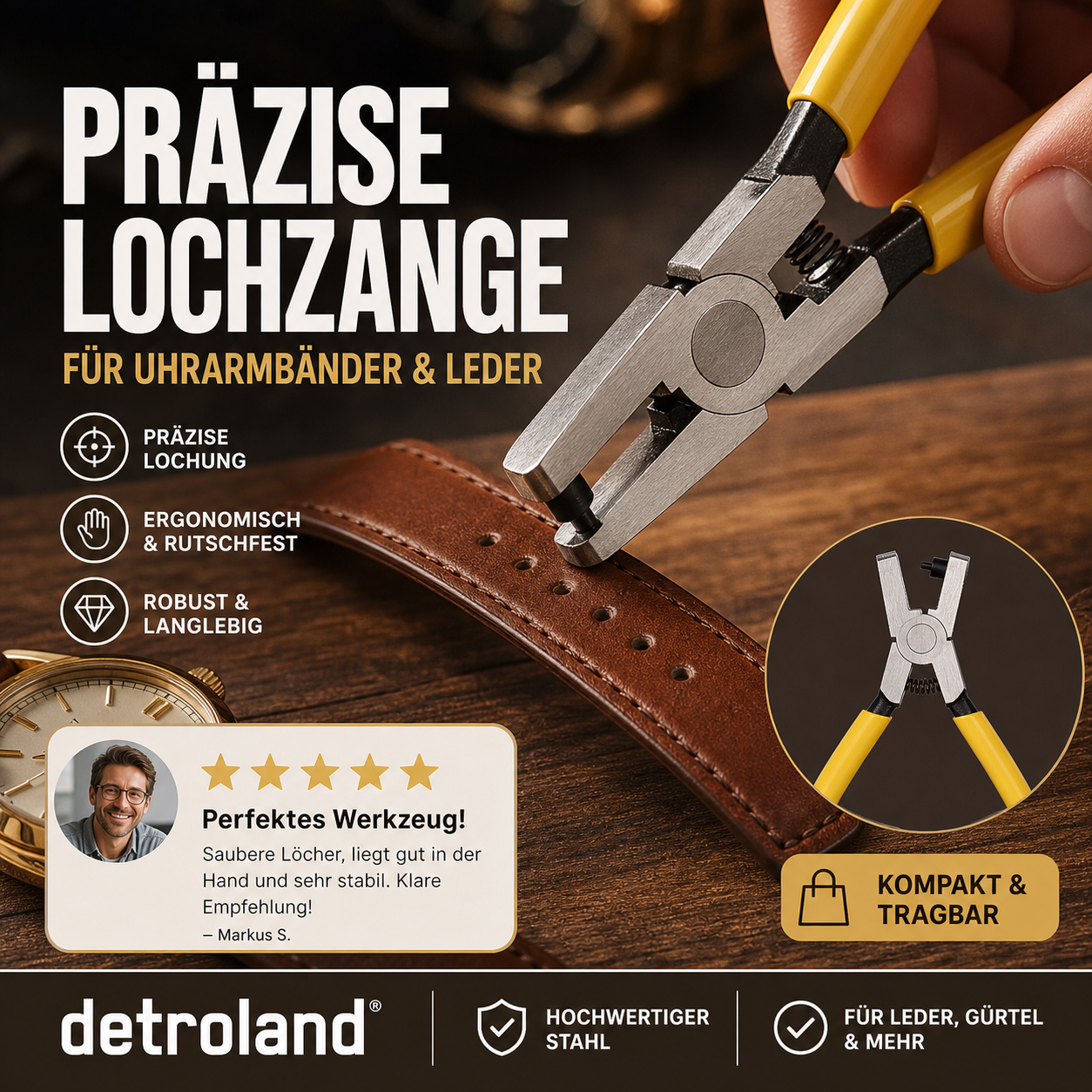 🔧 50% RABATT! 🎉 Tragbare Uhrenarmband-Lochzange – Präzise & einfach – Perfekt zum Anpassen von Leder-, Gummi- oder Kunststoffbändern – für Heimwerker & Uhrenliebhaber ⌚🛠️✨
