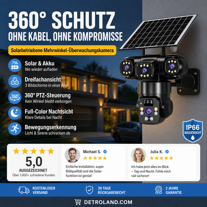 🥳HEISSER SALE 2026🥳💞50.000+ VERKAUFT!👵❤️  Solarbetriebene Mehrwinkel-Überwachungskamera