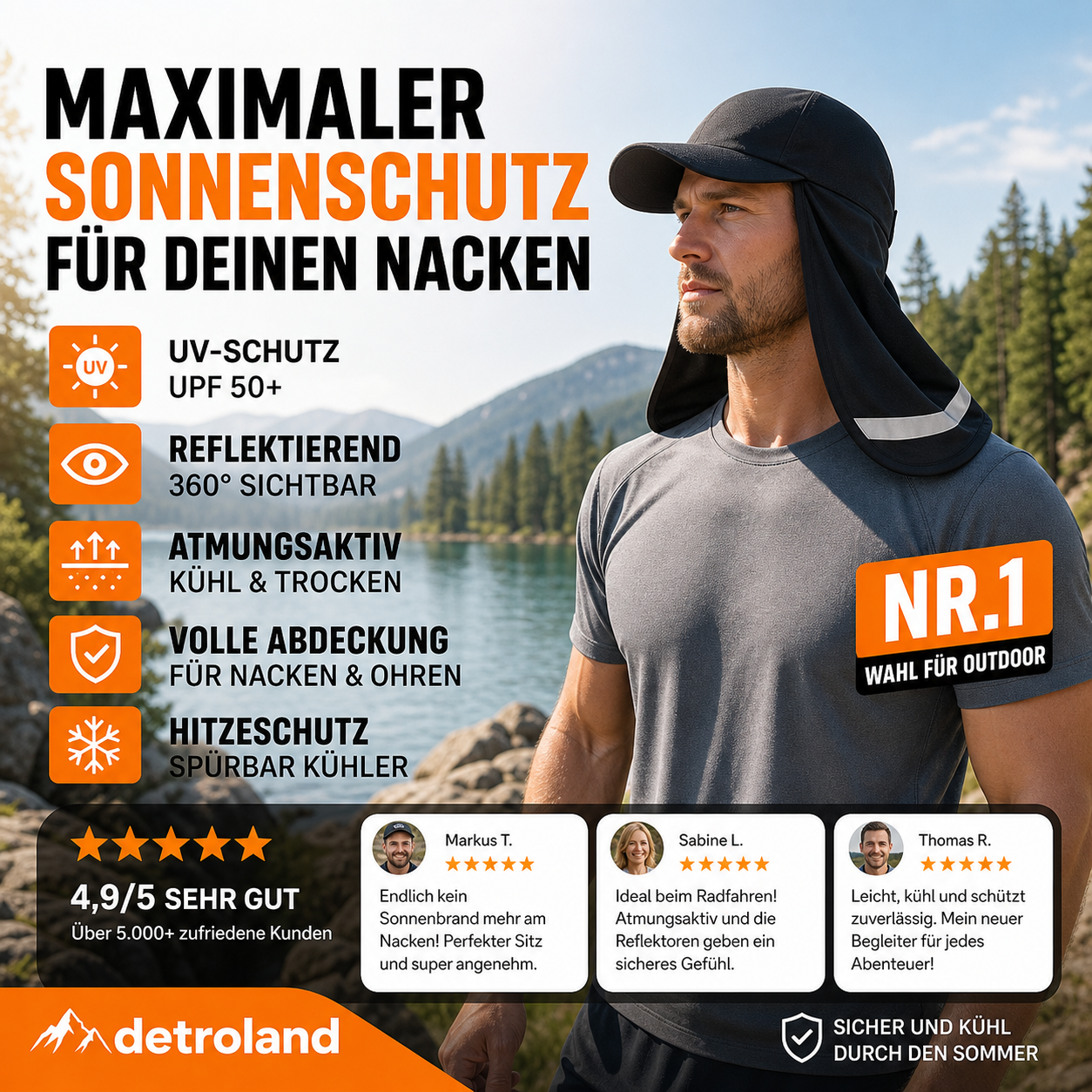 🌞 Mit verlängertem Schirm bis zum Nacken – Kaufen Sie 2  und erhalten Sie 50 % zusätzlichen Rabatt! 🏞️