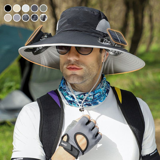 💥Sonnenschutz-Fischerhut mit 2 abnehmbaren Solar-Fächern💥💥Befristetes Angebot: 50% Rabatt auf Bestellungen