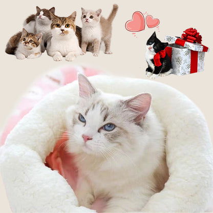 ⏳50% RABATT! 🐱 Flauschiger Katzen-Winterschlafsack – halbgeschlossene Kuschelhöhle mit Cartoon-Muster😴