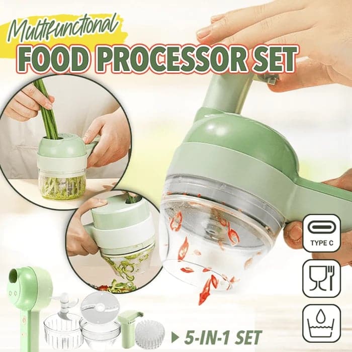 4-in-1-Set aus manuellem und elektrischem Gemüseschneider – Multifunktionale Akku-Küchenmaschine🥕🍳