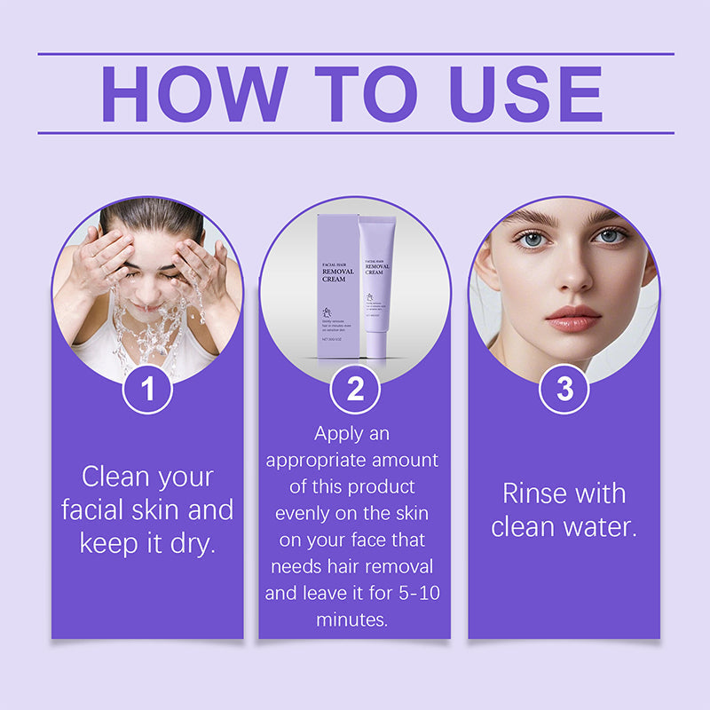 💜💜 Sanfte Gesichtshaarentfernung: 1+1 gratis Angebot! 💜💜 Schmerzfreie Creme für langanhaltend glatte Haut, ideal für empfindliche Haut.