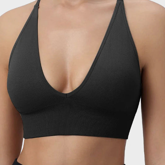 ⏳  Begrenzte Zeit 50% frei! 💥 Nahtloser tiefer V-Ausschnitt Sport-BH für Damen (Je mehr Sie kaufen, desto höher der Rabatt)