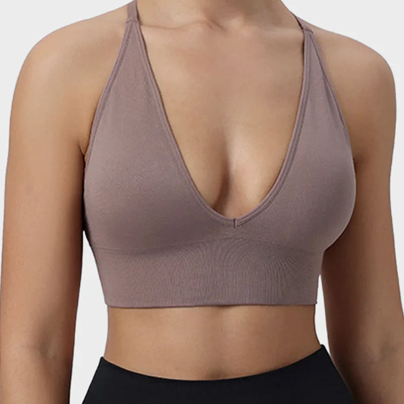 ⏳  Begrenzte Zeit 50% frei! 💥 Nahtloser tiefer V-Ausschnitt Sport-BH für Damen (Je mehr Sie kaufen, desto höher der Rabatt)