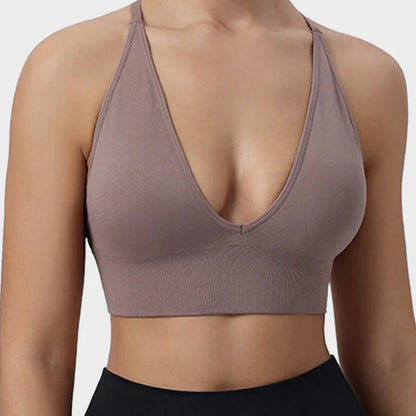 ⏳  Begrenzte Zeit 50% frei! 💥 Nahtloser tiefer V-Ausschnitt Sport-BH für Damen (Je mehr Sie kaufen, desto höher der Rabatt)