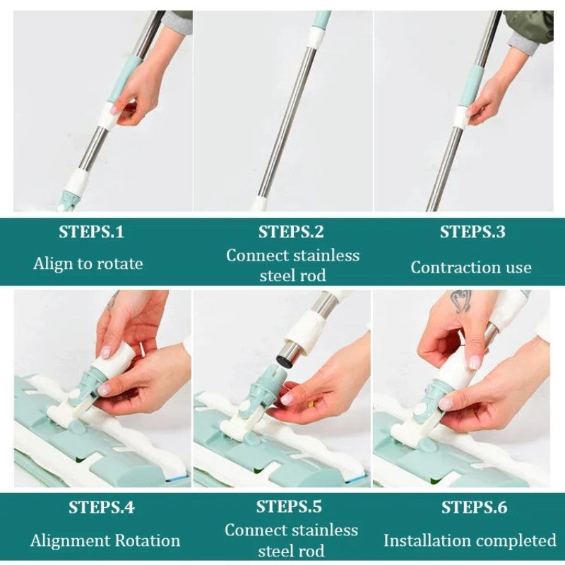 🔥 Sommer-Hit-Verkauf 🔥 Flachmopp mit Edelstahlgriff und wiederverwendbaren, waschbaren Mopp-Tüchern