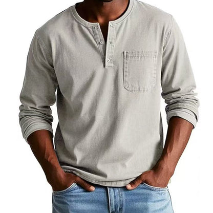 🔥🎁 Herren - Vintage Langarmhemd mit Relief-Taschen 🔥🎁