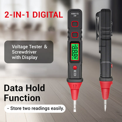 2-in-1 Digitaler Spannungsprüfer ＆ Schraubendreher mit Display