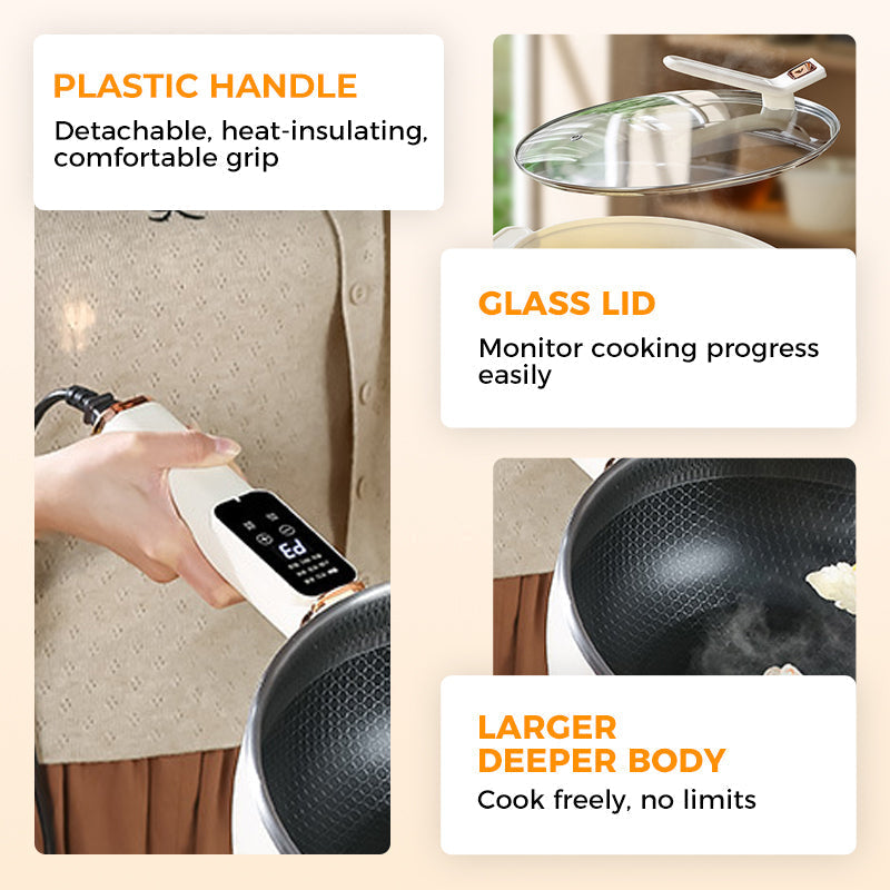 🔥 Nur noch 1 Tag! 🔥 Halber Preis für eine begrenzte Zeit - antihaftbeschichteter Elektro-Wok zum Kochen