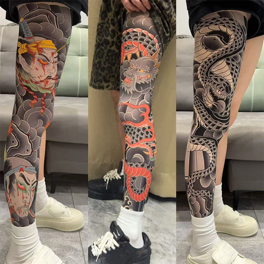 ✨2026 brandneues Design 😎Dehnbare Beinmanschette mit Tattoo-Print