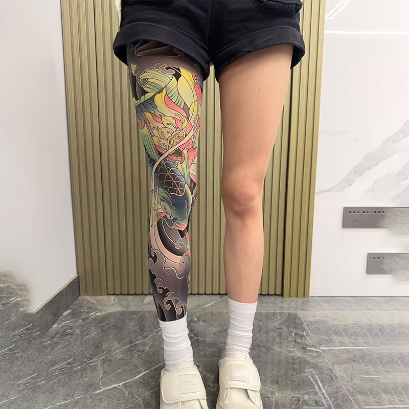 ✨2025 brandneues Design 😎Dehnbare Beinmanschette mit Tattoo-Print