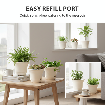 Runde Harz-Pflanzkübel mit Selbstbewässerung 💧🌿