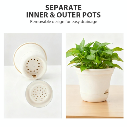 Runde Harz-Pflanzkübel mit Selbstbewässerung 💧🌿