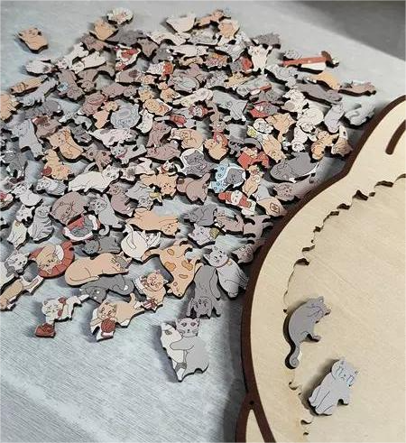 50% Rabatt🐱135-Stk. Morandi-farbiges Katzenpuzzle aus Holz🎁