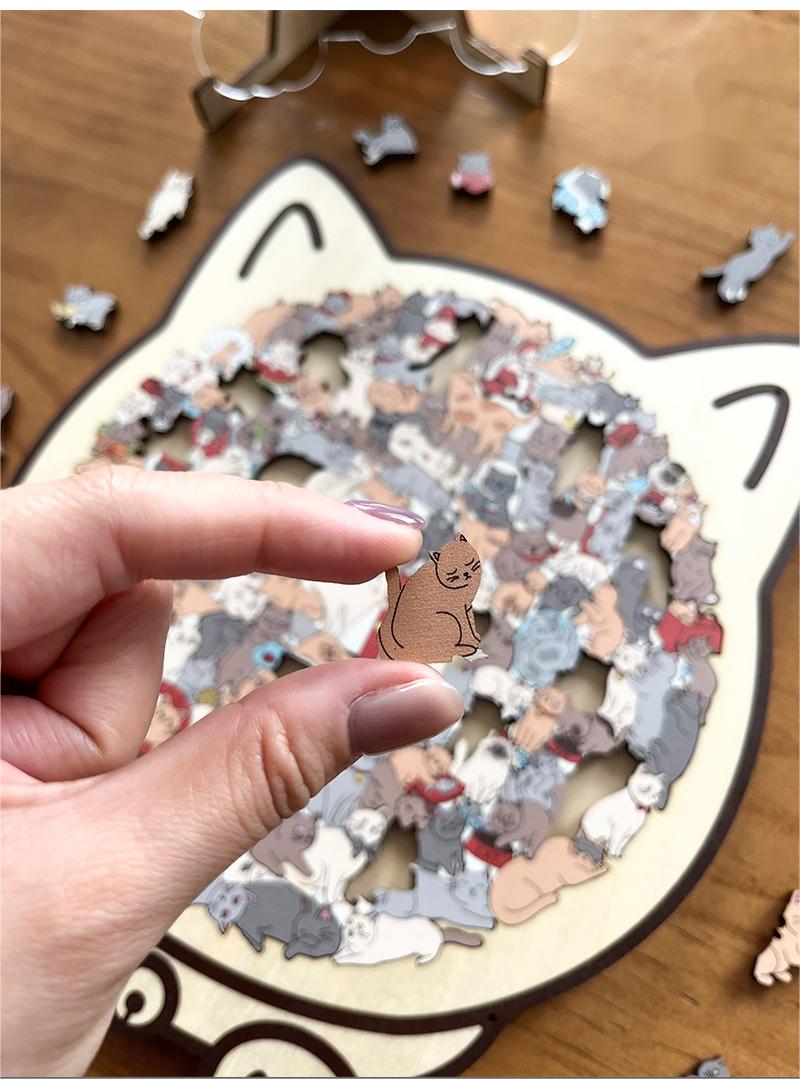 50% Rabatt🐱135-Stk. Morandi-farbiges Katzenpuzzle aus Holz🎁