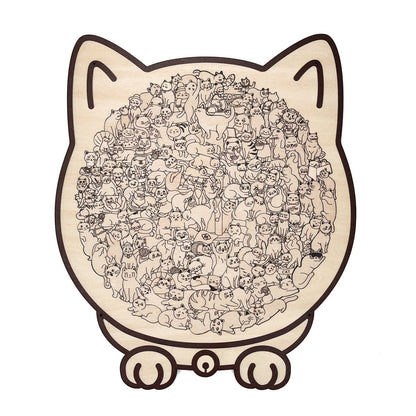 50% Rabatt🐱135-Stk. Morandi-farbiges Katzenpuzzle aus Holz🎁