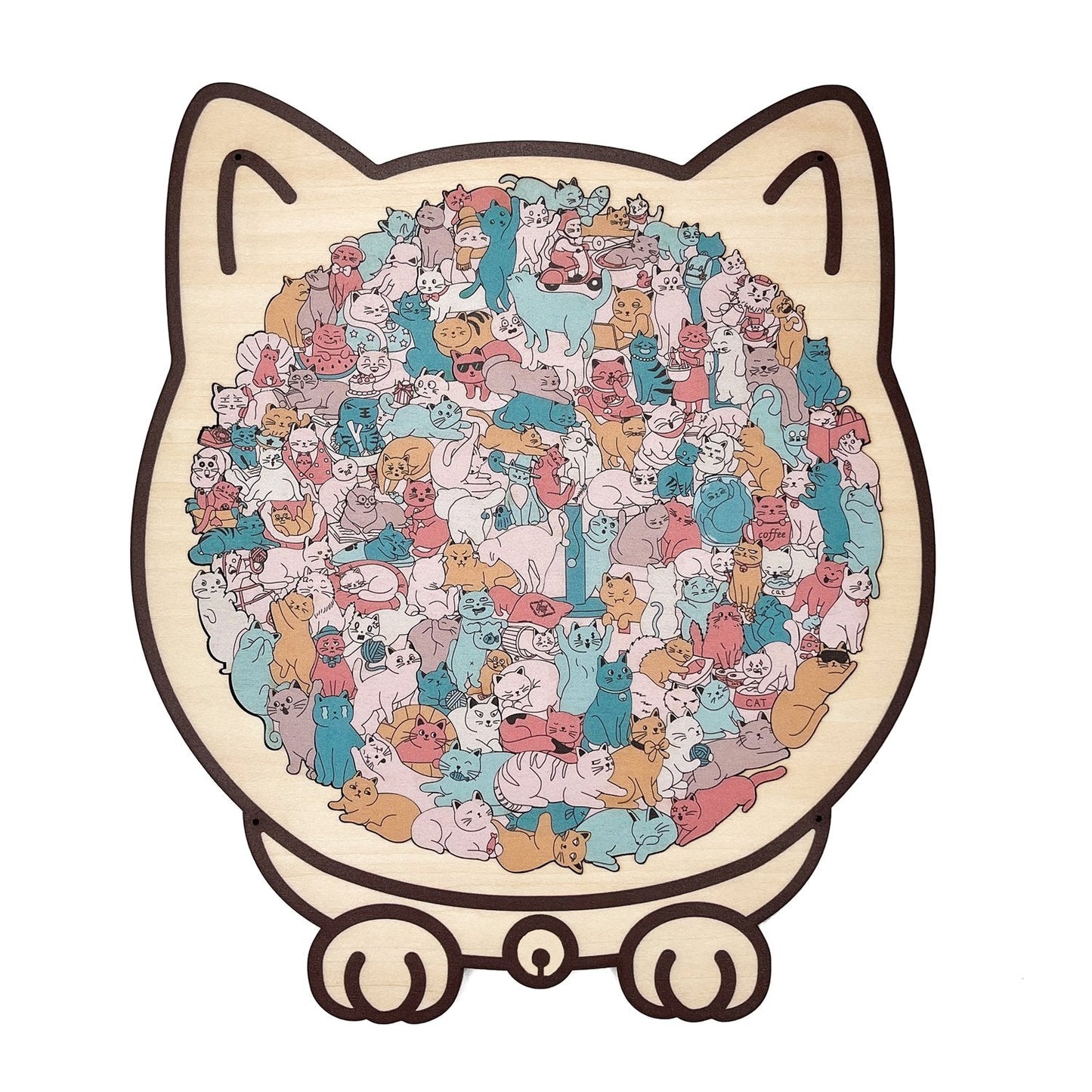 50% Rabatt🐱135-Stk. Morandi-farbiges Katzenpuzzle aus Holz🎁