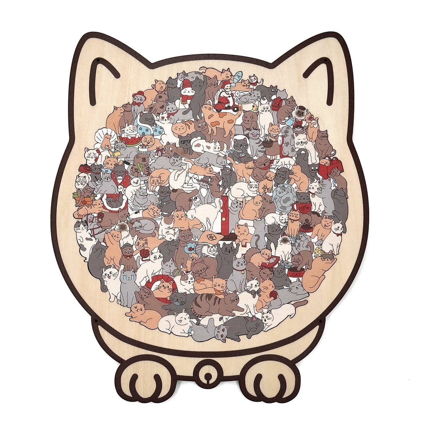 50% Rabatt🐱135-Stk. Morandi-farbiges Katzenpuzzle aus Holz🎁