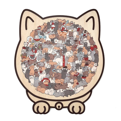 50% Rabatt🐱135-Stk. Morandi-farbiges Katzenpuzzle aus Holz🎁