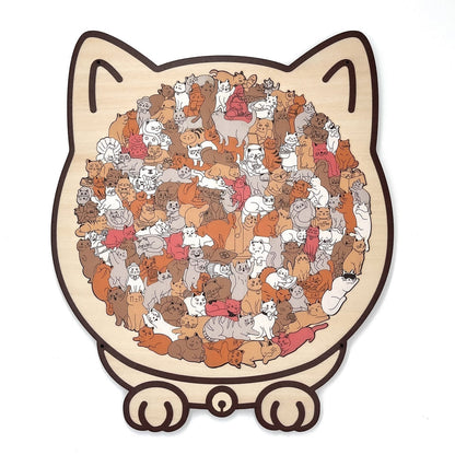 50% Rabatt🐱135-Stk. Morandi-farbiges Katzenpuzzle aus Holz🎁