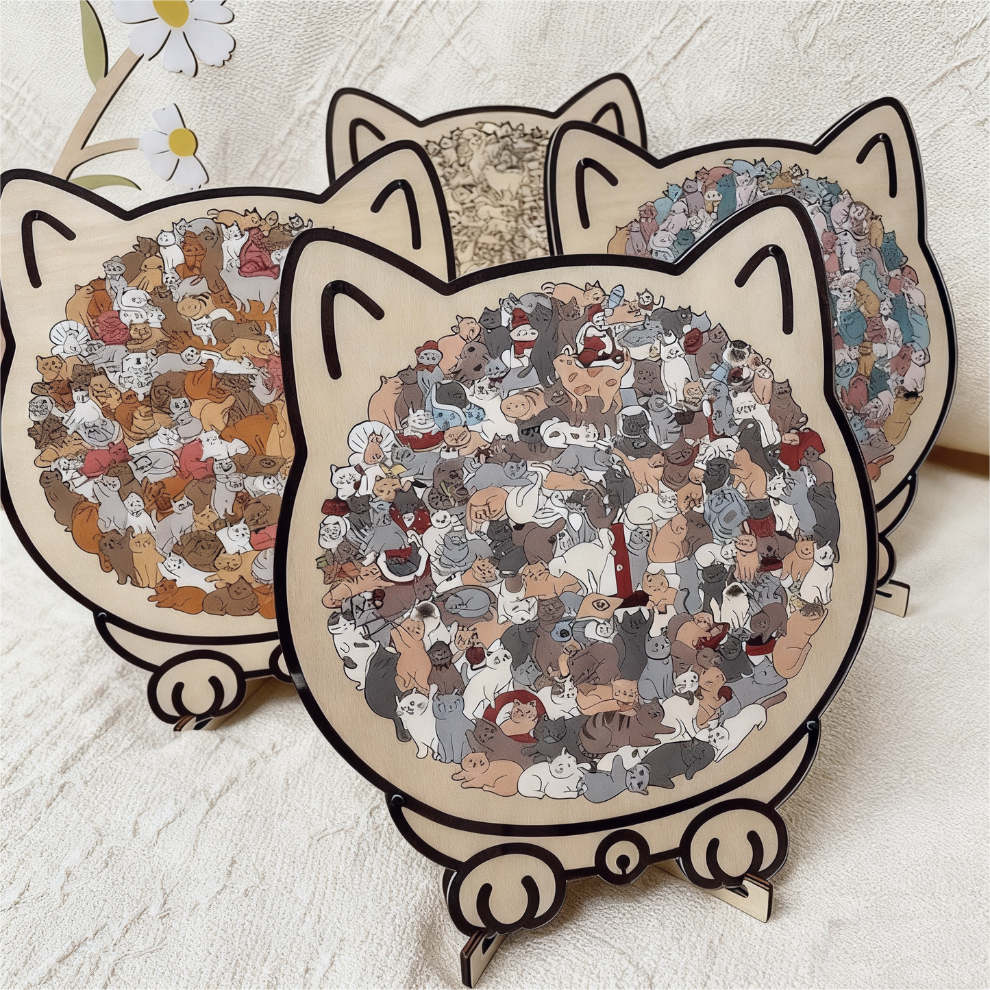 50% Rabatt🐱135-Stk. Morandi-farbiges Katzenpuzzle aus Holz🎁