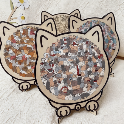 50% Rabatt🐱135-Stk. Morandi-farbiges Katzenpuzzle aus Holz🎁