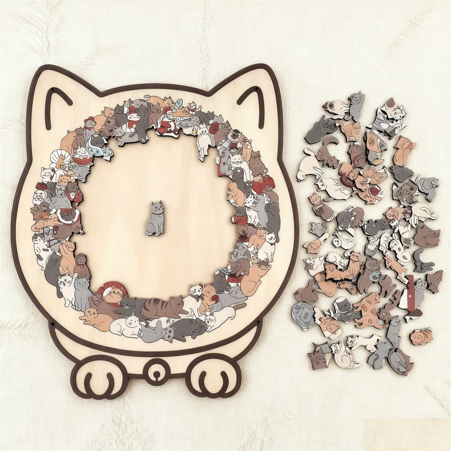 50% Rabatt🐱135-Stk. Morandi-farbiges Katzenpuzzle aus Holz🎁