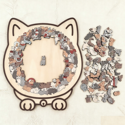 50% Rabatt🐱135-Stk. Morandi-farbiges Katzenpuzzle aus Holz🎁