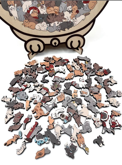 50% Rabatt🐱135-Stk. Morandi-farbiges Katzenpuzzle aus Holz🎁